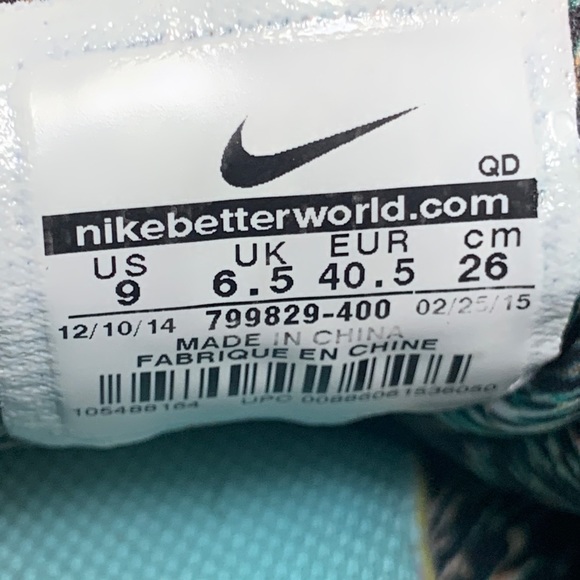 Nike Free Virtuous Black Aqua Green Print QS sz 9 - Picture 8 of 8